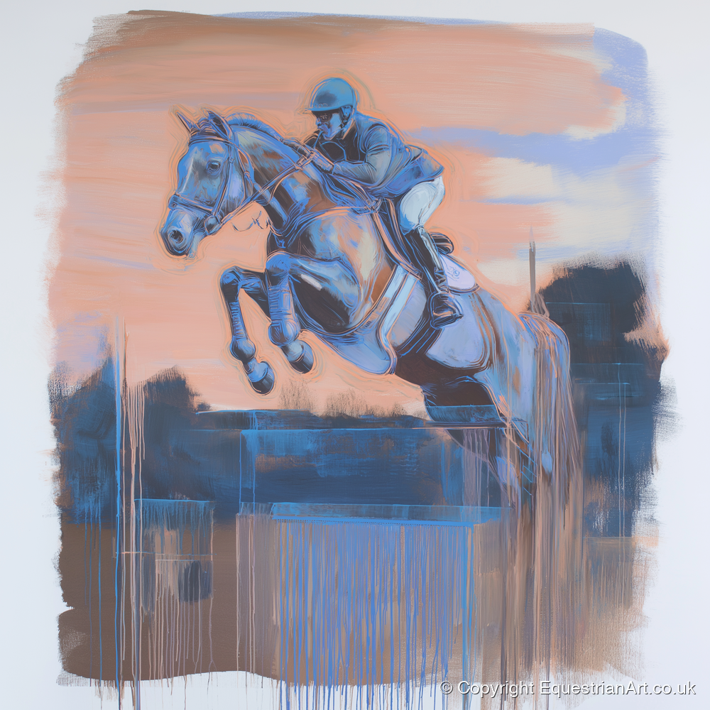 Cobalt Clearance - show jumping horse art print and canvas by Charles Ashford A.I