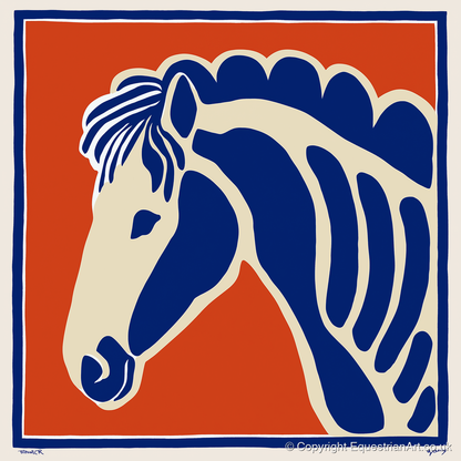 Cobalt Equine Profile - horse portrait art print and canvas by Matilda Graves A.I