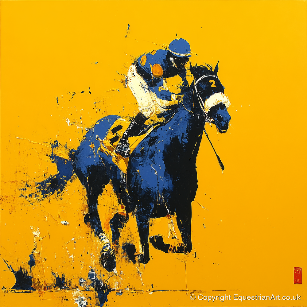 Cobalt Gallop - racing horse art print and canvas by Lachlan St. Clair A.I