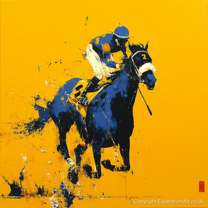 Cobalt Gallop - racing horse art print and canvas by Lachlan St. Clair A.I
