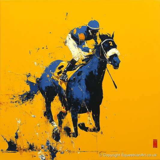 Cobalt Gallop - racing horse art print and canvas by Lachlan St. Clair A.I