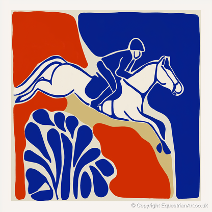 Cobalt Leap - show jumping horse art print and canvas by Matilda Graves A.I