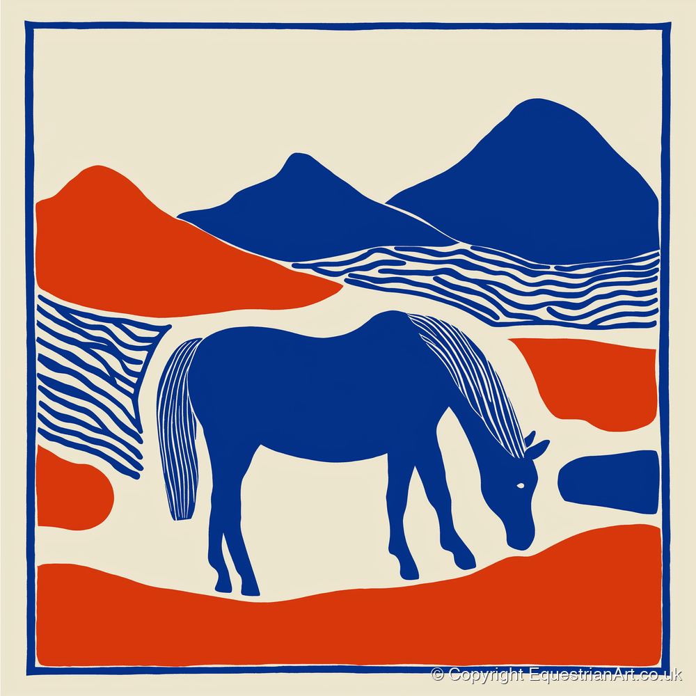 Cobalt Pastures - horse landscape art print and canvas by Matilda Graves A.I