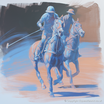 Cobalt Polo Pursuit - polo horse art print and canvas by Charles Ashford A.I