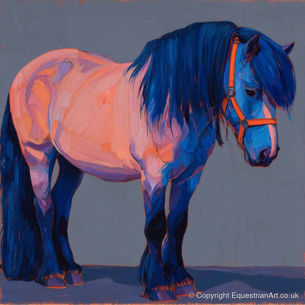 Cobalt Shadows Heavy Cob - horse breed art print and canvas by Evander Winslow A.I