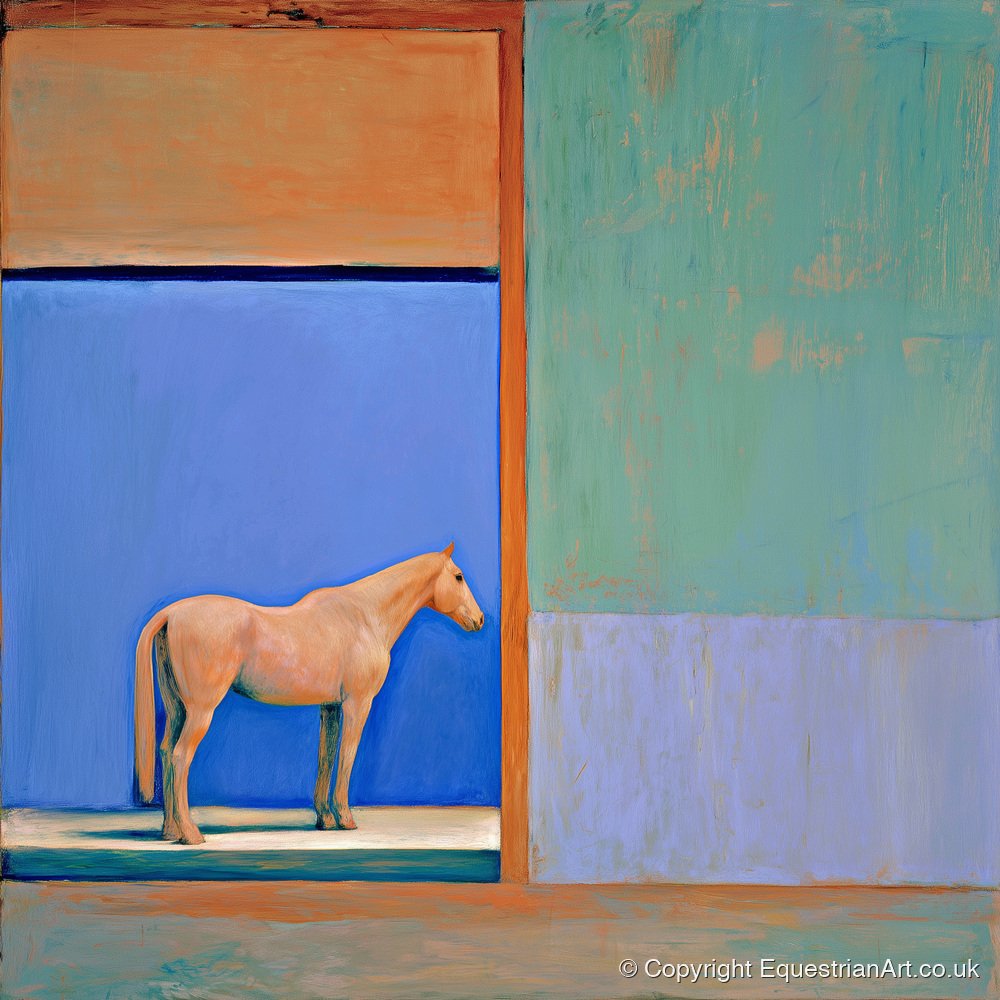 Cobalt Stable Light - horse stable art print and canvas by Lydia Thornton A.I
