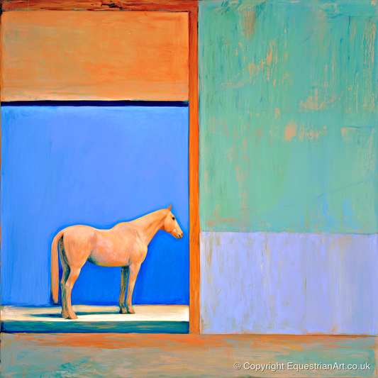 Cobalt Stable Light - horse stable art print and canvas by Lydia Thornton A.I