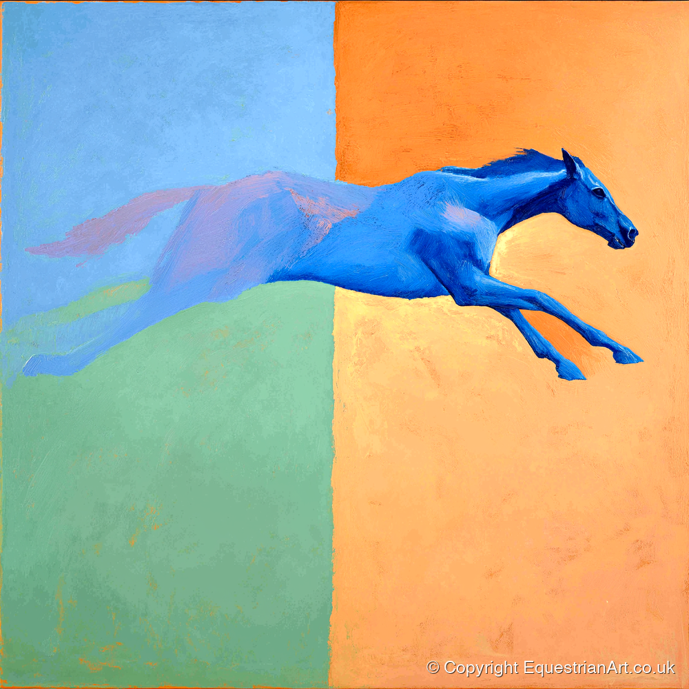 Cobalt Stretch - racing horse art print and canvas by Lydia Thornton A.I