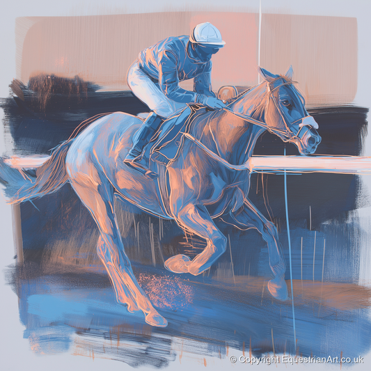 Cobalt Stride - racing horse art print and canvas by Charles Ashford A.I