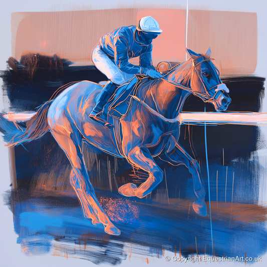 Cobalt Stride - racing horse art print and canvas by Charles Ashford A.I