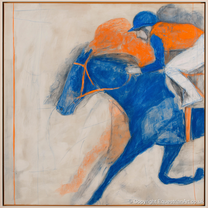 Cobalt Surge - racing horse art print and canvas by Tristan Noble A.I