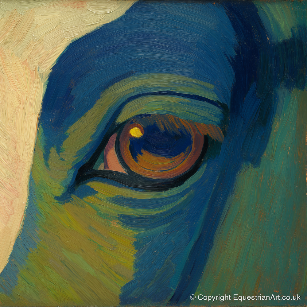 Cobalt Vision - horse portrait art print and canvas by Rowan Sinclair A.I
