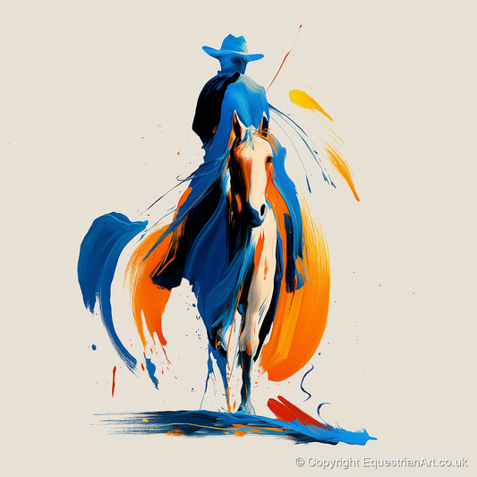 Cobalt Western Spirit - western horse art print and canvas by Winston Archer A.I