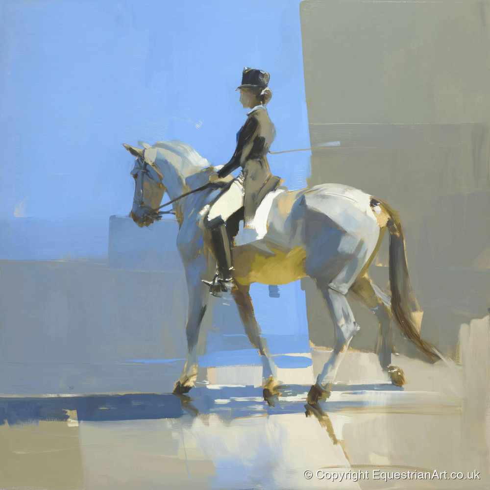 Collected in the Light - dressage horse art print and canvas by Elias Thorne A.I