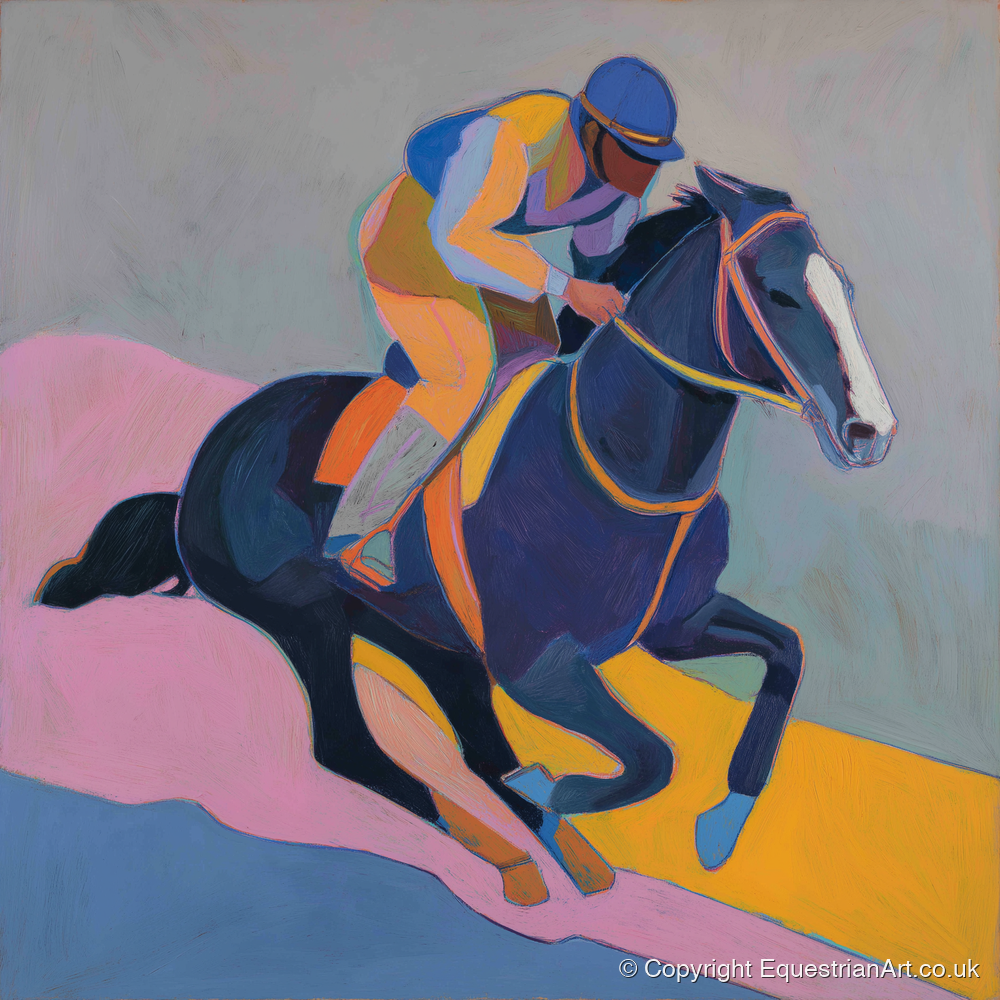 Colour of the Chase - racing horse art print and canvas by Helena Ashby A.I