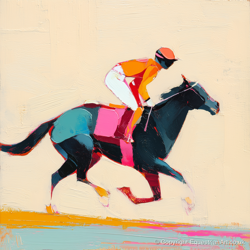 Colour on the Turf - racing horse art print and canvas by Genevieve Moore A.I