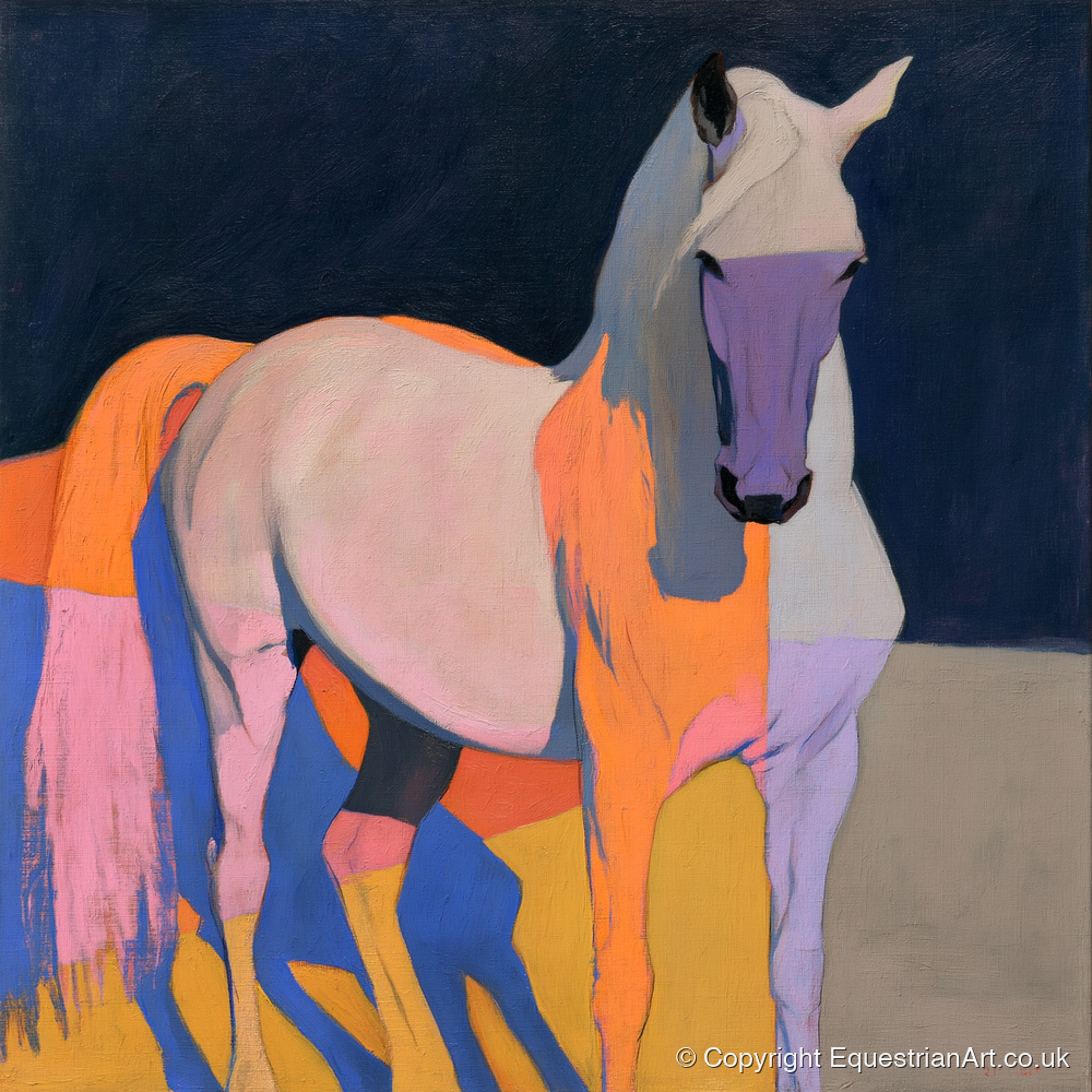Colourful Abstract Grey Horse - horse breed art print and canvas by Helena Ashby A.I
