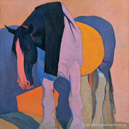 Colourful Abstract Shire Horse - horse breed art print and canvas by Helena Ashby A.I