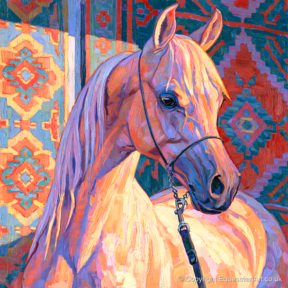 Colourful Arabian Horse Portrait - horse breed art print and canvas by Celia Harding A.I