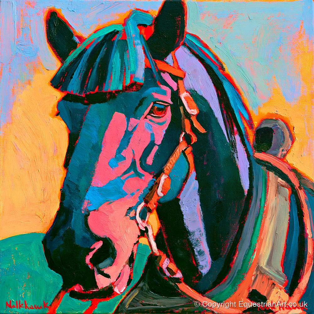 Colourful Expressionist Horse Portrait - horse breed art print and canvas by Gideon Wright A.I