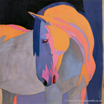 Colourful Painted Grey Horse - horse breed art print and canvas by Helena Ashby A.I