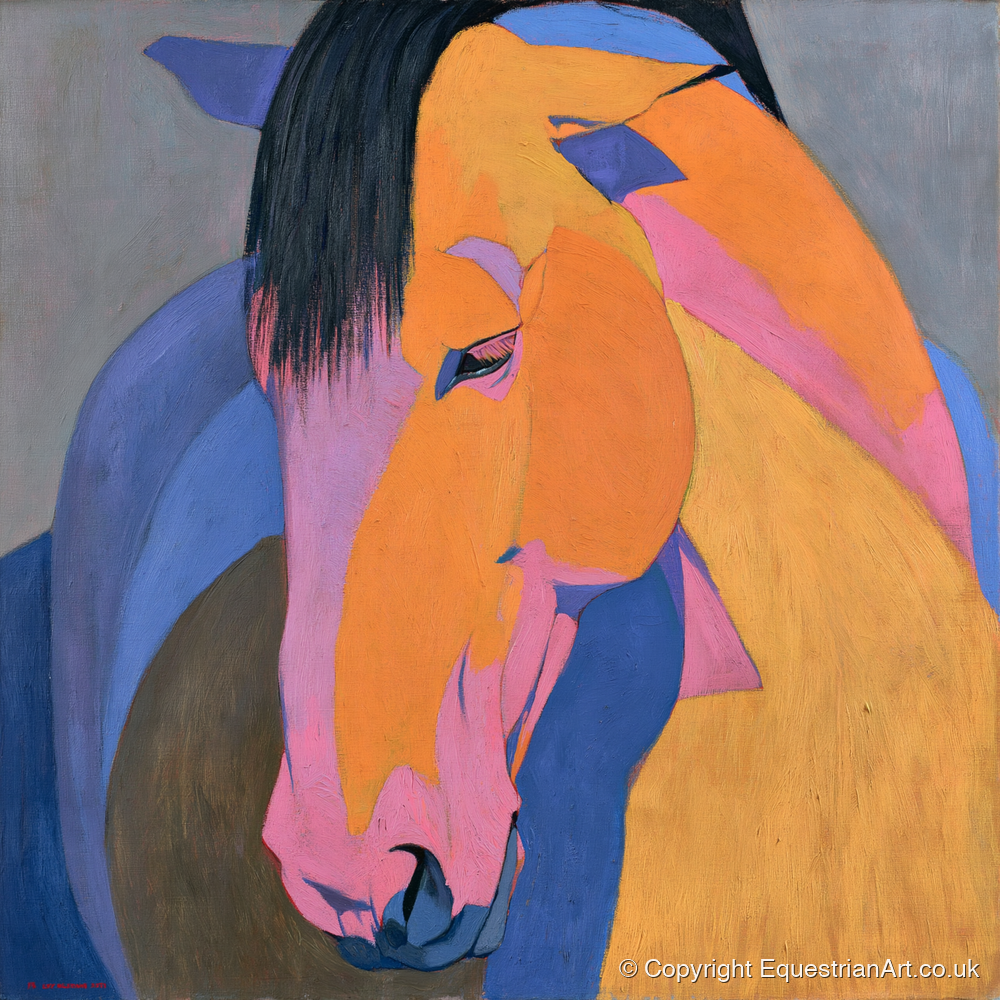 Colourful Painted Horse Portrait - horse breed art print and canvas by Helena Ashby A.I