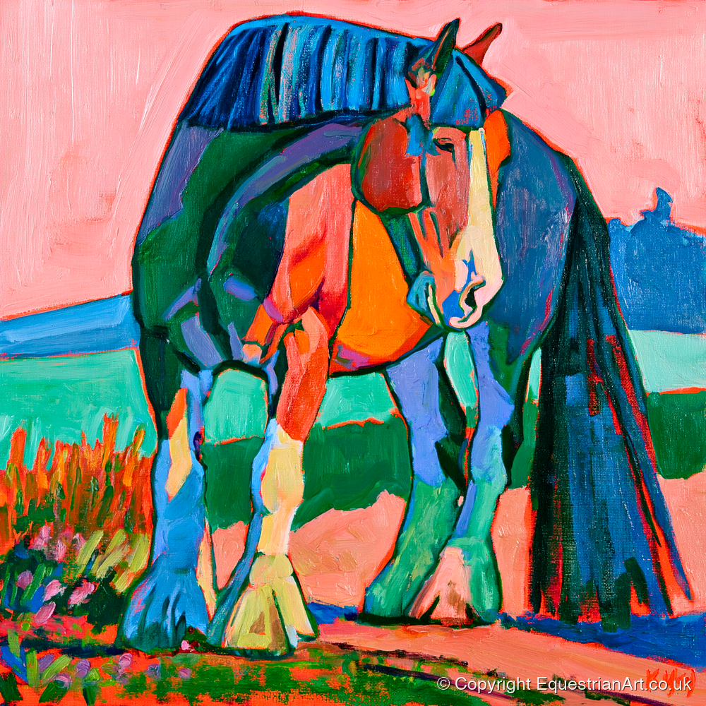Colourful Shire Horse Portrait - horse breed art print and canvas by Gideon Wright A.I