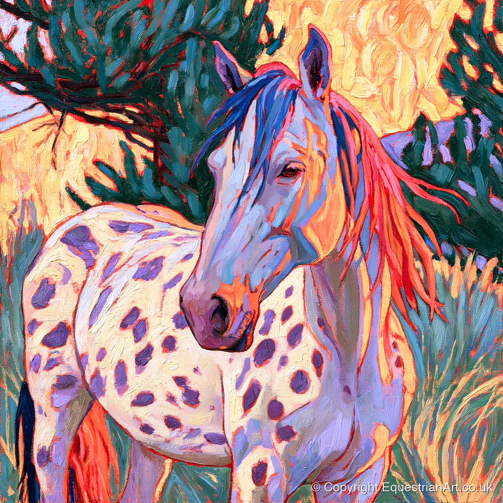 Colourful Spotted Appaloosa Horse - horse breed art print and canvas by Celia Harding A.I
