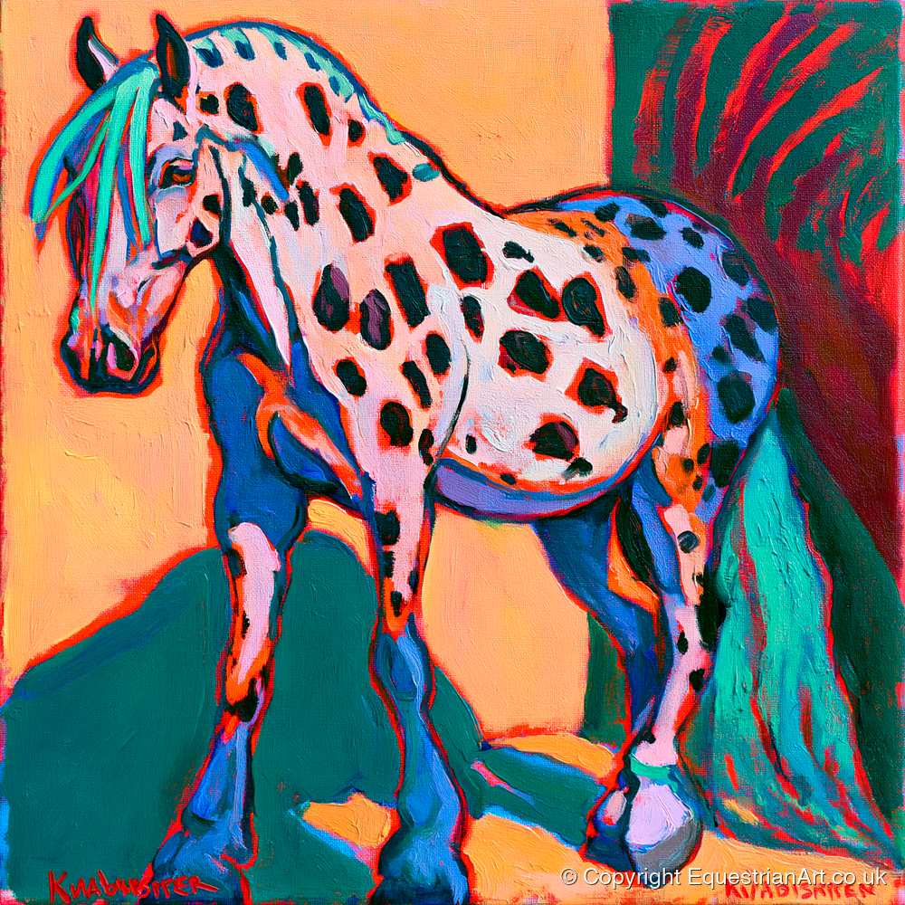 Colourful Spotted Knabstrupper Horse - horse breed art print and canvas by Gideon Wright A.I