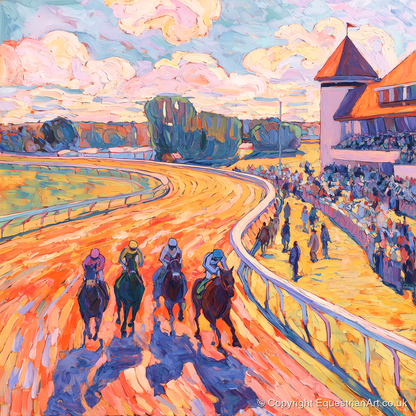 Colours of the Home Straight - racing horse art print and canvas by Celia Harding A.I