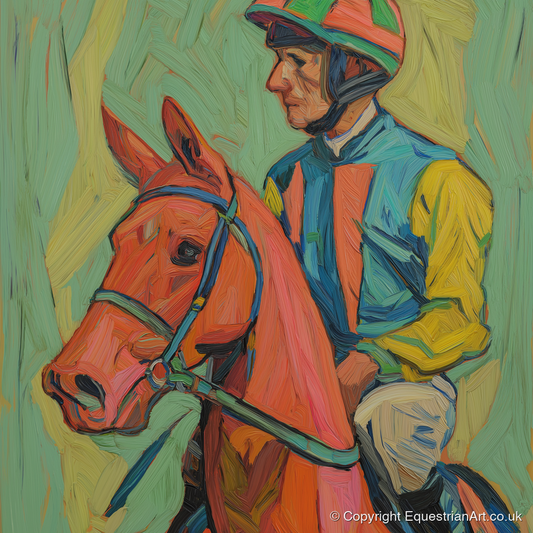 Colours of the Turf - racing horse art print and canvas by Mirabel Carlyle A.I