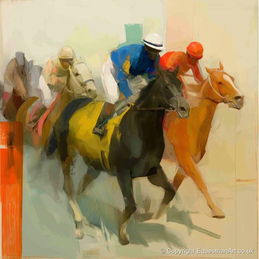 Colours of the Turf - racing horse art print and canvas by Silas Marlowe A.I