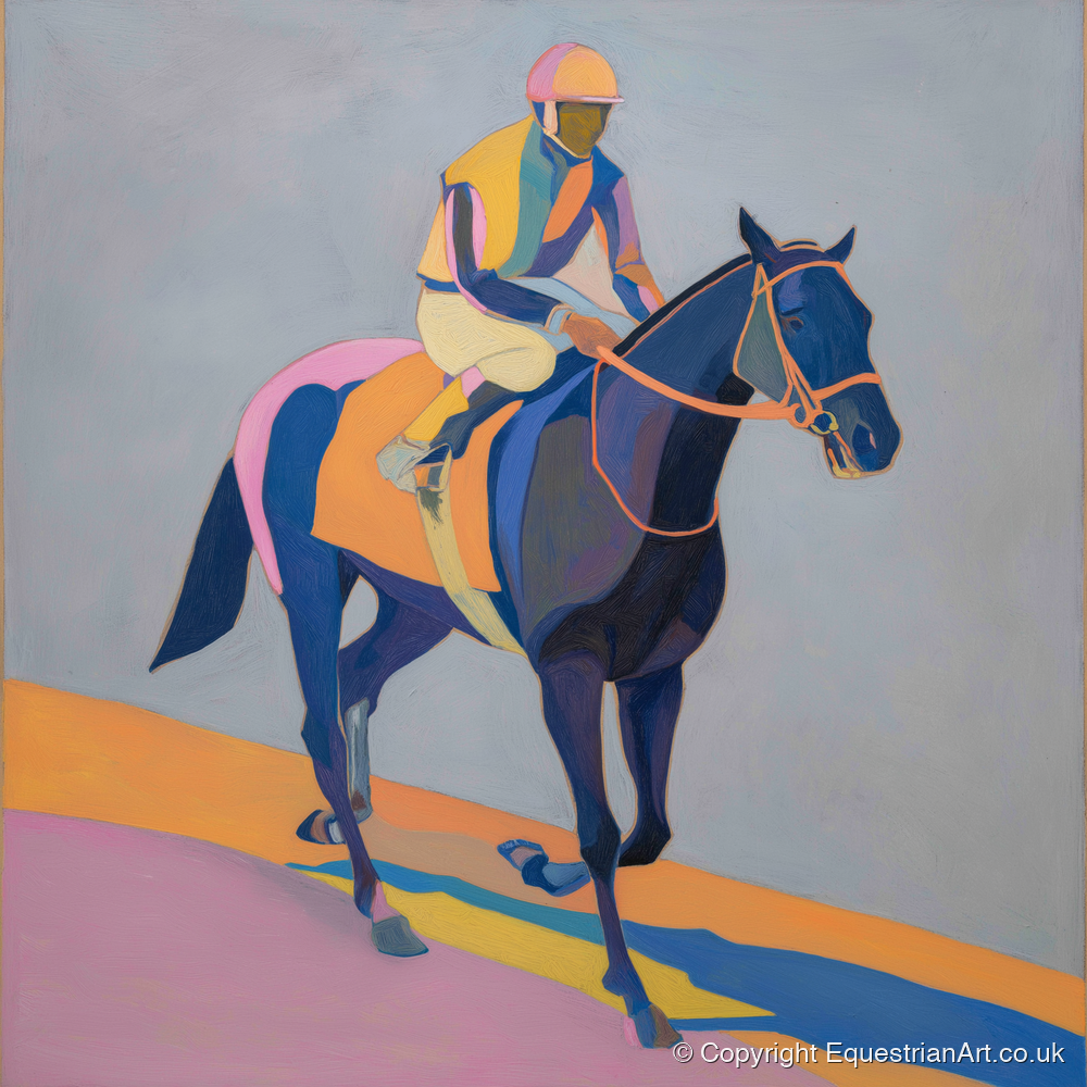 Colours To The Post - racing horse art print and canvas by Helena Ashby A.I