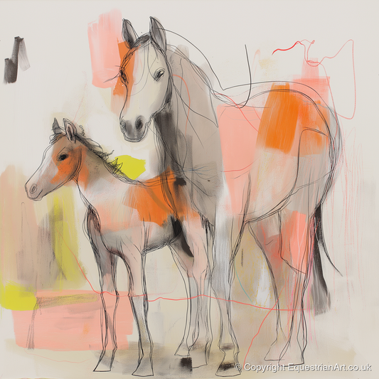 Contemporary Bond - mare & foal art print and canvas by Rosemary Haste A.I