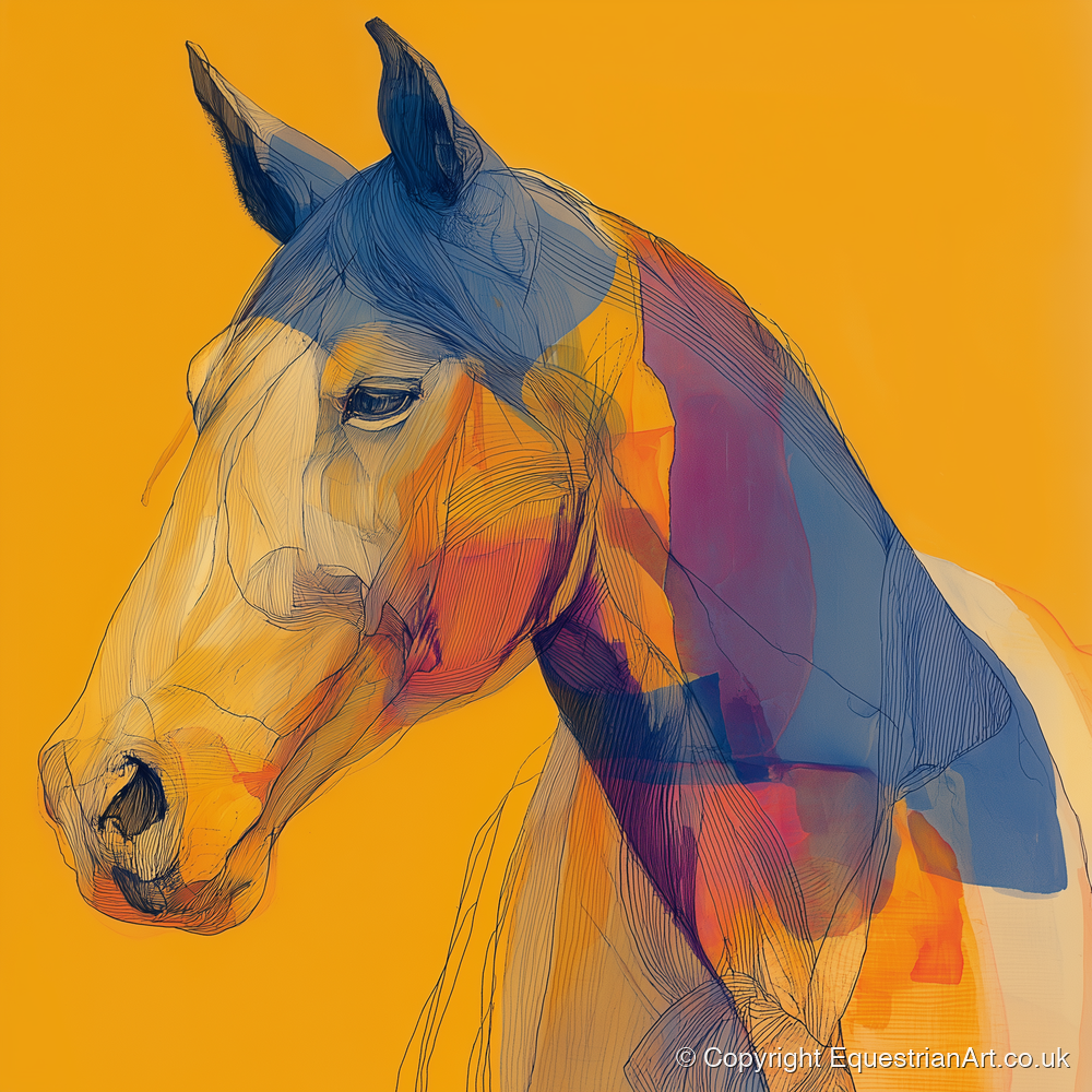 Contemporary Cobalt Equine - horse portrait art print and canvas by Tobias Blake A.I