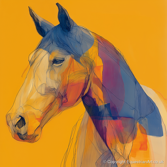 Contemporary Cobalt Equine - horse portrait art print and canvas by Tobias Blake A.I