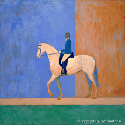 Contemporary Dressage Silhouette - dressage horse art print and canvas by Lydia Thornton A.I