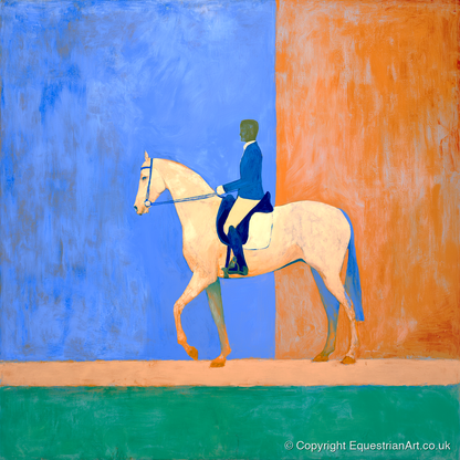 Contemporary Dressage Silhouette - dressage horse art print and canvas by Lydia Thornton A.I