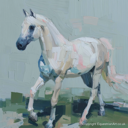 Contemporary Grey Stride - horse breed art print and canvas by Stella Waverly A.I