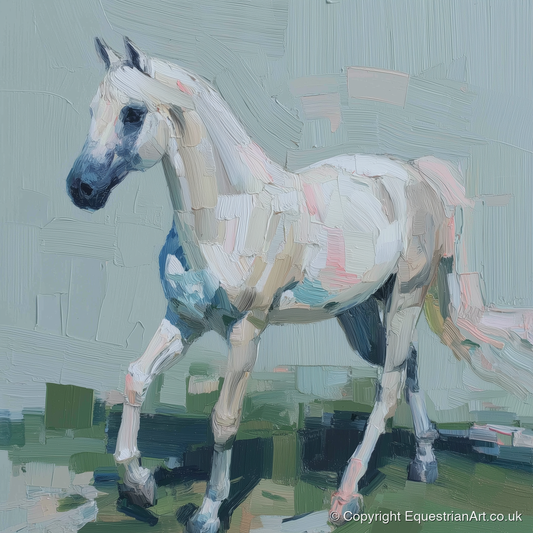 Contemporary Grey Stride - horse breed art print and canvas by Stella Waverly A.I