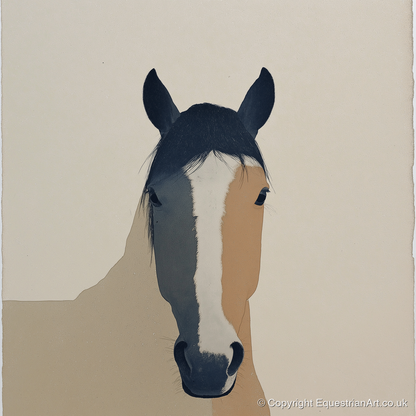 Contemporary Painted Blaze - horse portrait art print and canvas by Phillip Marbury A.I