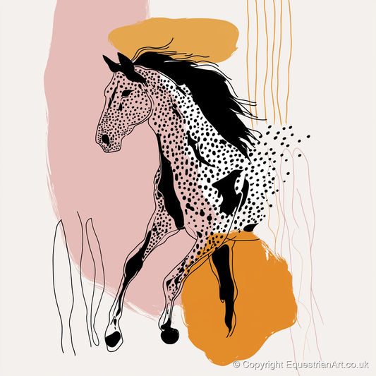 Contemporary Spotted Silhouette - horse portrait art print and canvas by Esther Fairchild A.I