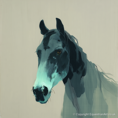 Contemporary Teal Equine - horse portrait art print and canvas by Callum Ross A.I