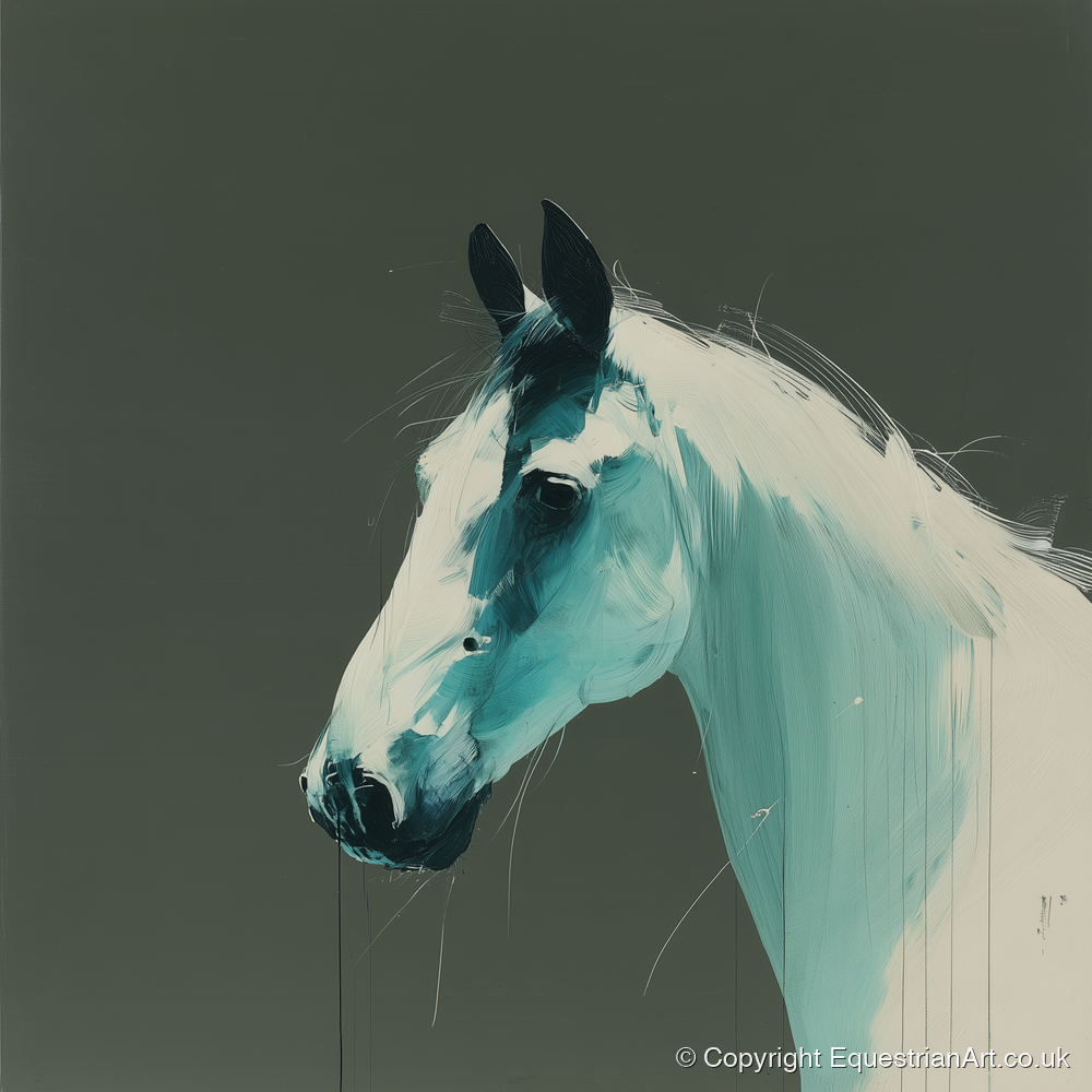 Contemporary Teal Profile - horse portrait art print and canvas by Callum Ross A.I