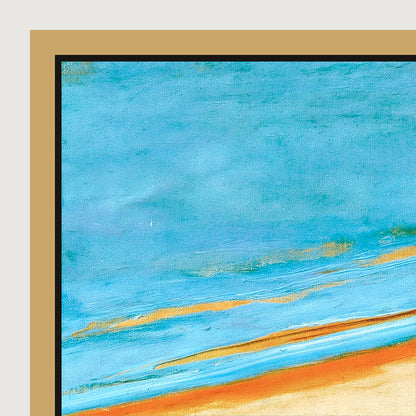 Cerulean Coastline - panoramic canvas and float frame detail