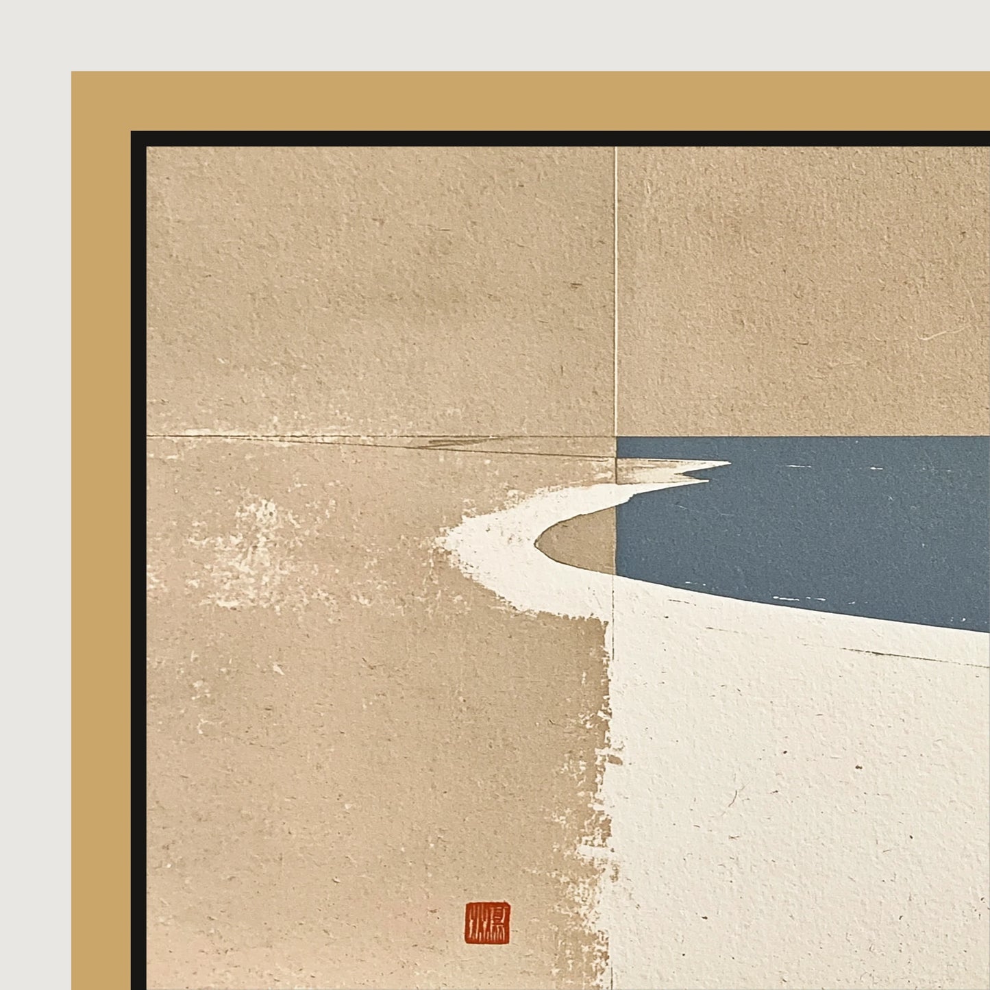 Quiet Shoreline Journey - panoramic canvas and float frame detail