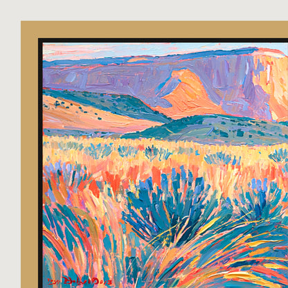 Painted Valley Grazing - panoramic canvas and float frame detail
