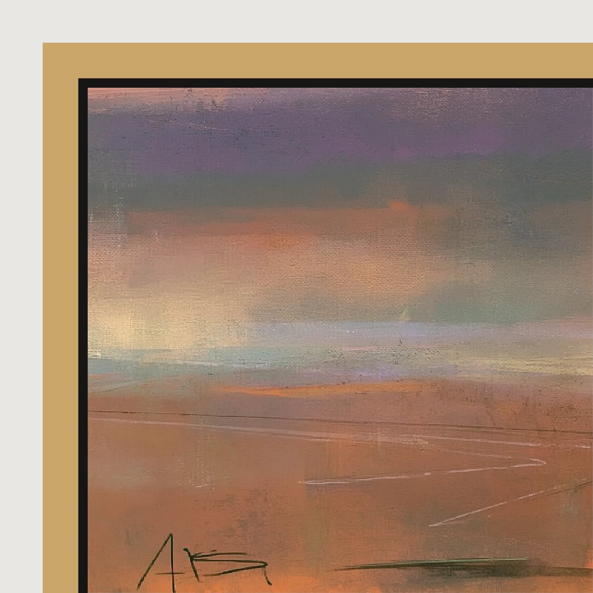 Out at Dawn - panoramic canvas and float frame detail