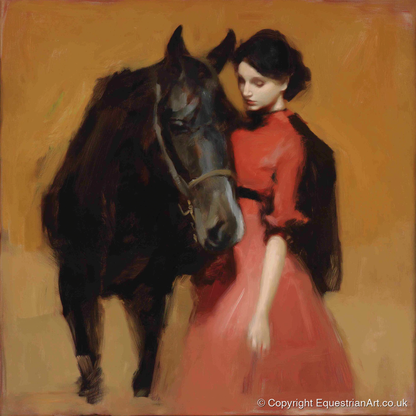 Crimson and Shadow - horse & rider art print and canvas by Thomas Cavendish A.I