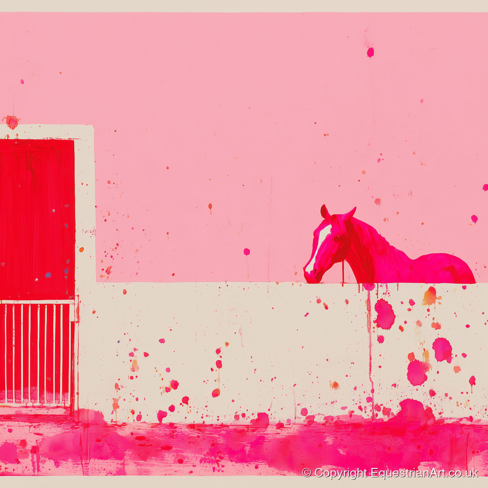 Crimson Doorway - horse stable art print and canvas by Camilla Royston A.I